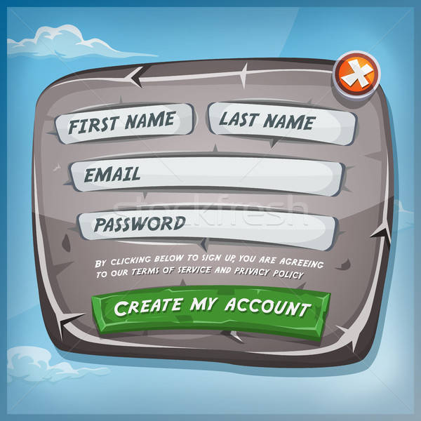 Login Form On Stone Panel For Ui Game Stock photo © benchart