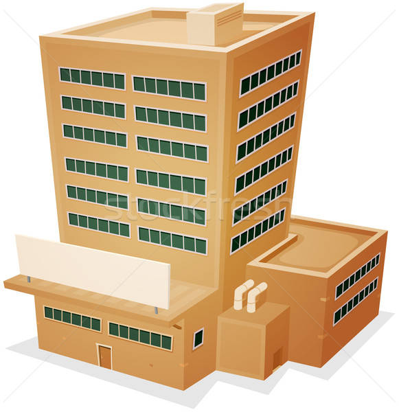 Fabryki budynku ilustracja cartoon administracyjny wieża Zdjęcia stock © benchart
