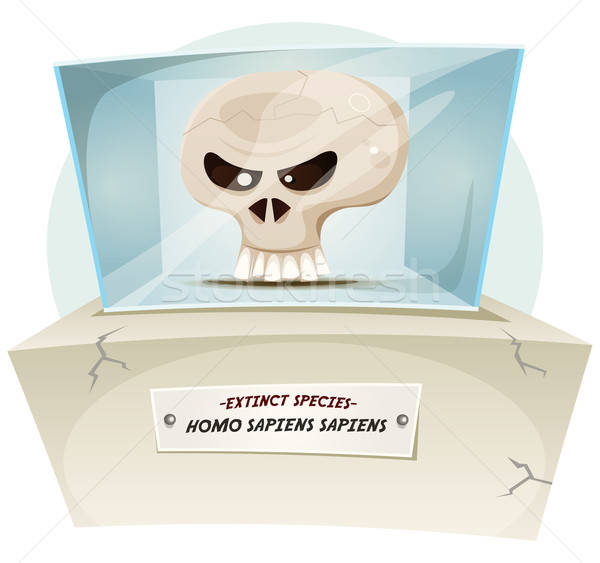 Disparut specie ilustrare desen animat uman craniu Imagine de stoc © benchart
