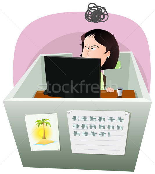 Vie cube femme illustration cartoon bureau [[stock_photo]] © benchart