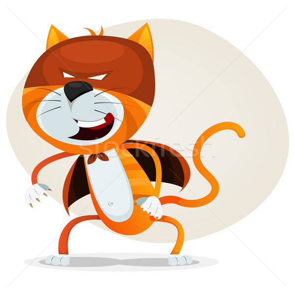 Comic super pisică ilustrare amuzant desen animat Imagine de stoc © benchart