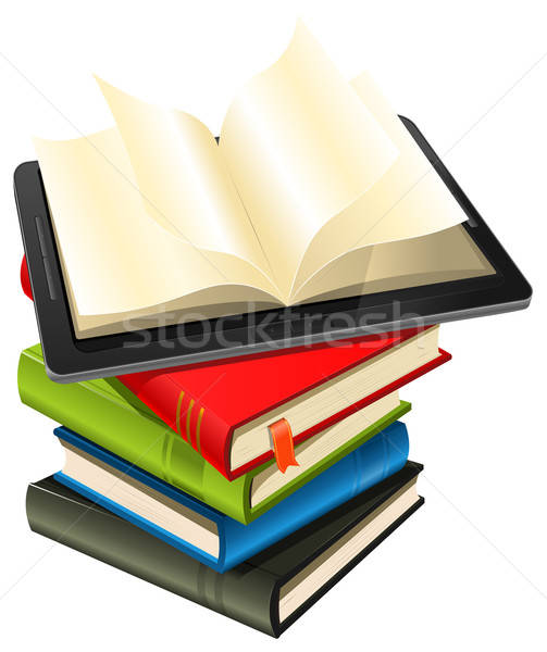 Tablet PC On A Book Pile Stock photo © benchart