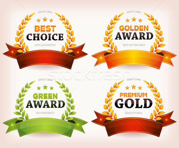 Stock photo: Awards Palms, Laurel Leaves With Banners And Ribbons 