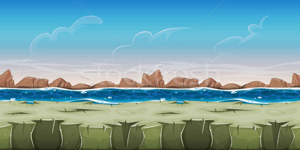 Fara sudura ocean peisaj joc ui ilustrare Imagine de stoc © benchart