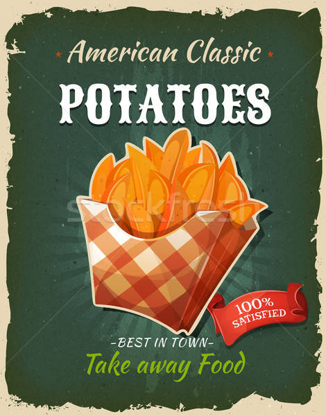 Retro Fast Food Fried Potatoes Poster Stock photo © benchart