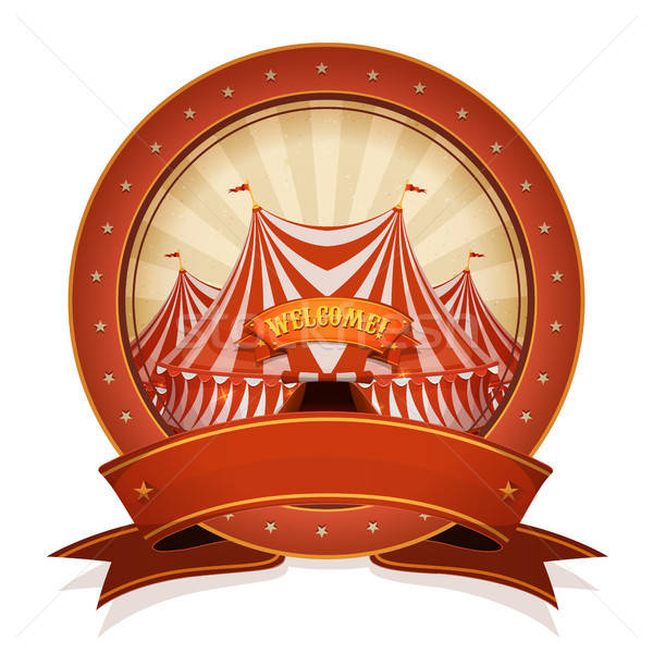 Vintage circus badge lint groot top Stockfoto © benchart