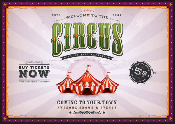 Vintage circus poster zonnestralen illustratie horizontaal Stockfoto © benchart