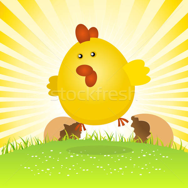 Tavasz húsvét csirke születés illusztráció pici Stock fotó © benchart