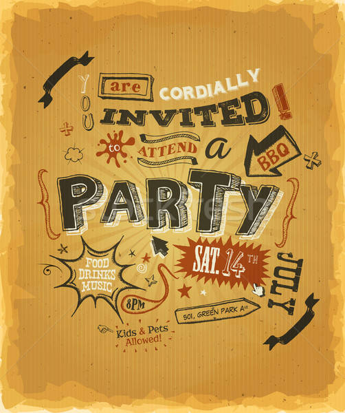 Party Invitation Poster On Kraft Paper Stock photo © benchart