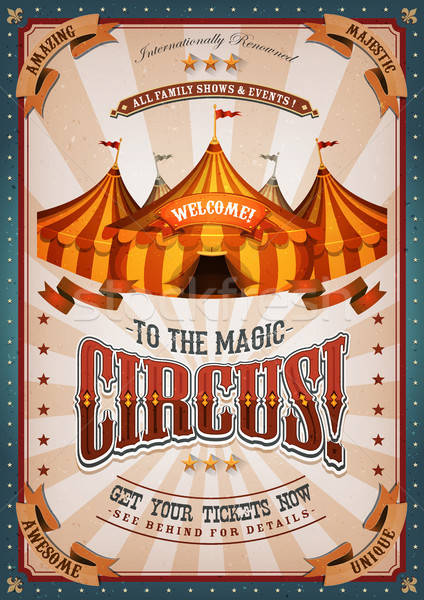 Vintage circus poster groot top illustratie Stockfoto © benchart
