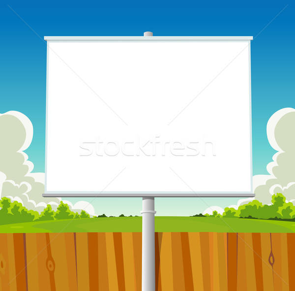 Zielone parku billboard ilustracja cartoon wiosną Zdjęcia stock © benchart