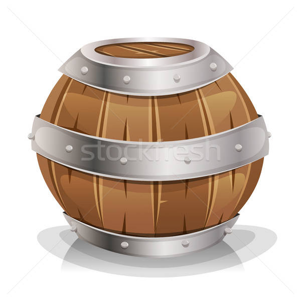 Holz Barrel Illustration Karikatur Holz Wein Stock foto © benchart