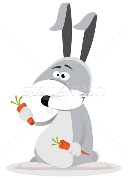 Cartoon кролик еды морковь иллюстрация Bunny Сток-фото © benchart