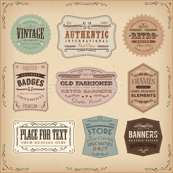 Vintage And Old-Fashioned Labels Ans Signs Stock photo © benchart