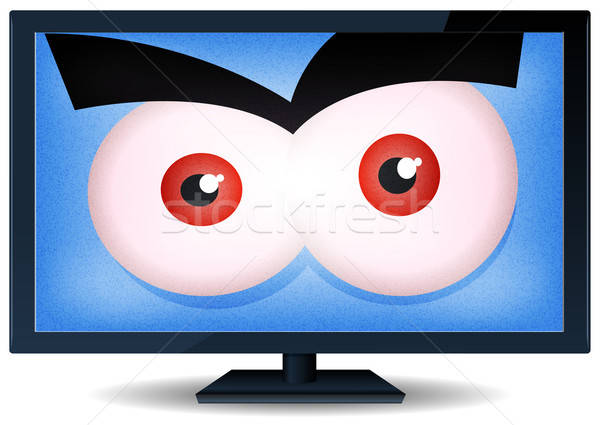 Geweld scherm tv illustratie cartoon boos Stockfoto © benchart