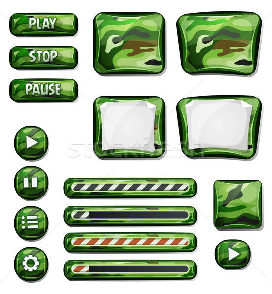 Military Camo Icons Elements For Ui Game Stock photo © benchart