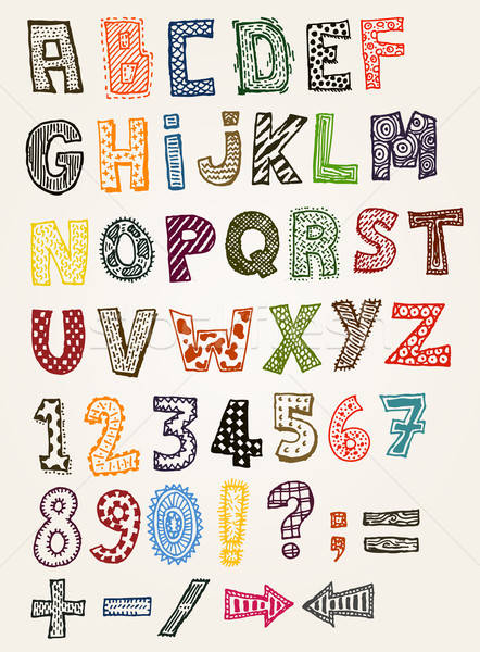 Doodle Alphabet Illustration Set Hand gezeichnet Kinder Stock foto © benchart