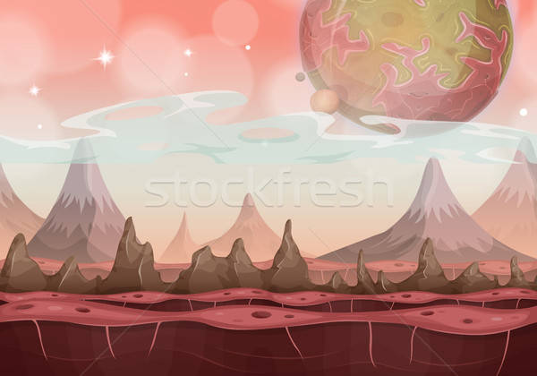Fantezie scifi străin peisaj ui joc Imagine de stoc © benchart