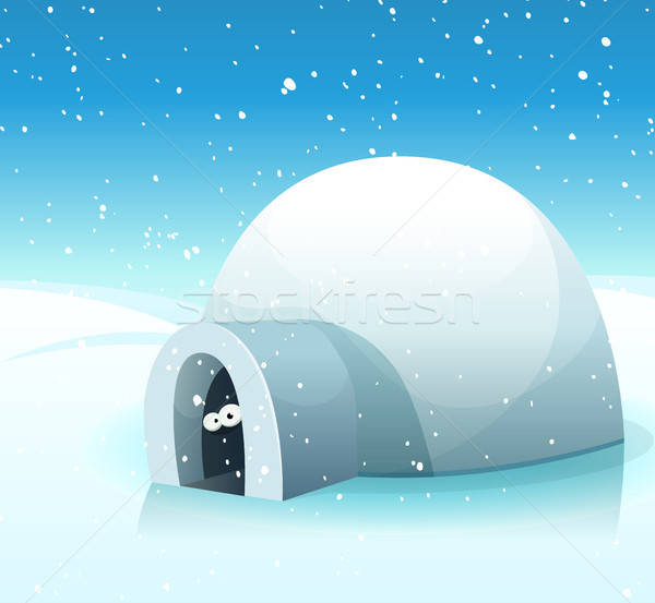 Winter hier illustratie cartoon landschap noordpool Stockfoto © benchart