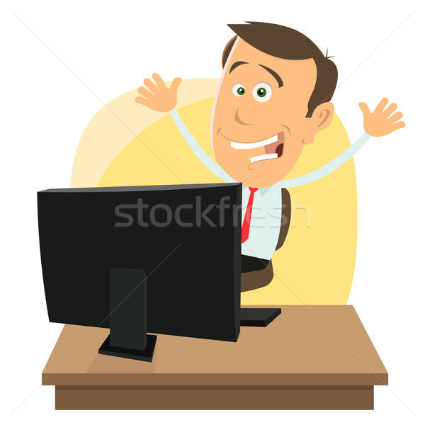 Pot internet illustratie cartoon gelukkig zakenman Stockfoto © benchart