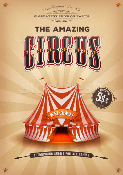 Vintage Old Circus Poster With Big Top Stock photo © benchart