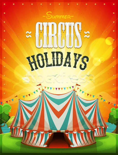 Nyár cirkusz ünnepek poszter illusztráció sátor Stock fotó © benchart