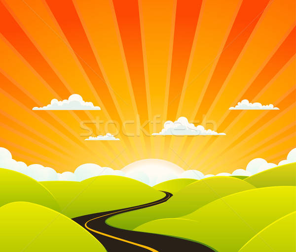 Céu estrada ilustração desenho animado simbólico paraíso Foto stock © benchart