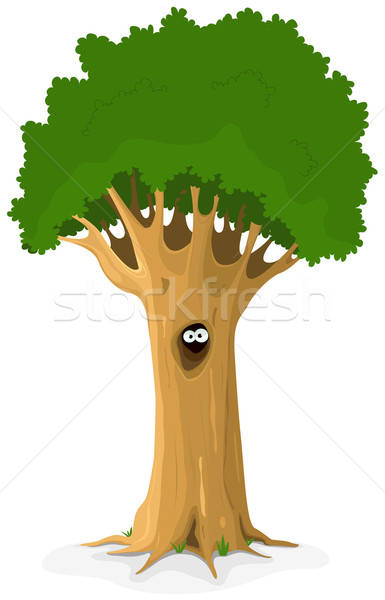 Coruja animal olhos árvore oco ilustração Foto stock © benchart
