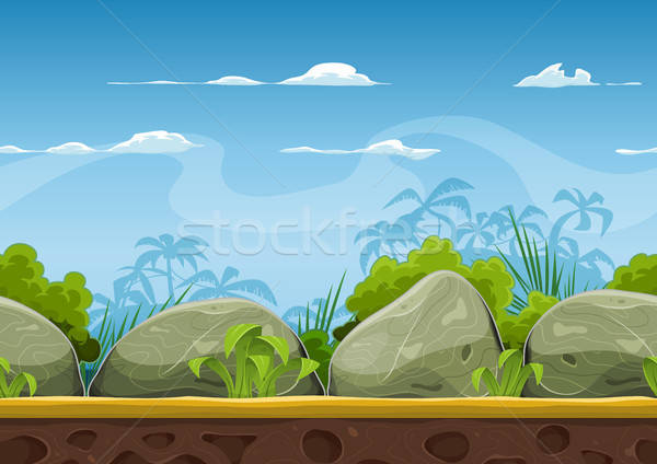 Seamless Tropical Beach Landscape For Ui Game Stock photo © benchart