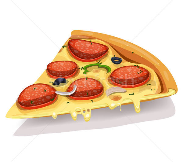 Pepperoni pizza ilustrare apetisant desen animat bucata Imagine de stoc © benchart