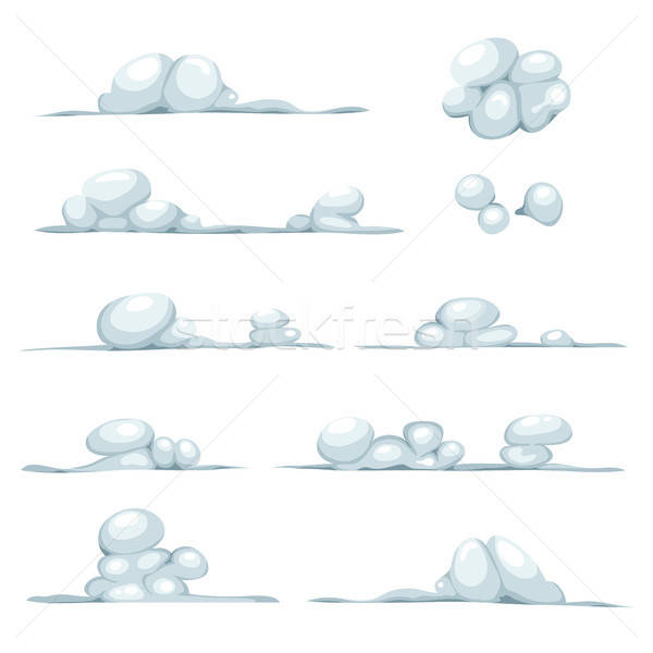 Cartoon Clouds, Smoke, Stone, Snow And Boulders Set Stock photo © benchart