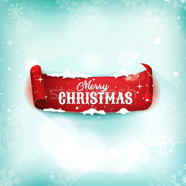 Christmas perkament scroll sneeuw illustratie vrolijk Stockfoto © benchart