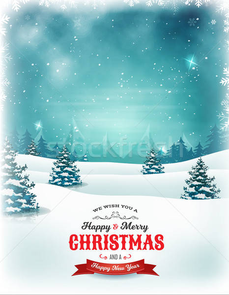 Vintage Christmas And New Year Landscape Stock photo © benchart