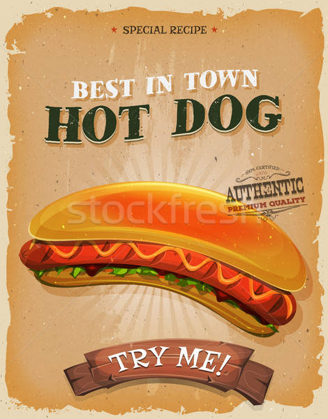 Grunge And Vintage Hot Dog Burger Poster Stock photo © benchart