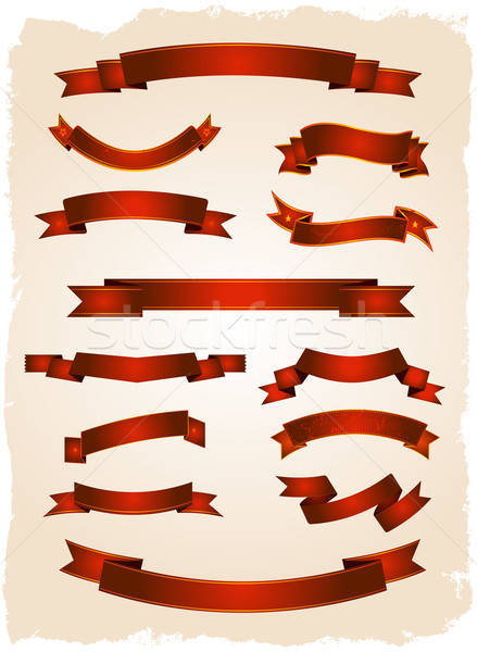 Rot Banner Schriftrollen Set Illustration Sammlung Stock foto © benchart