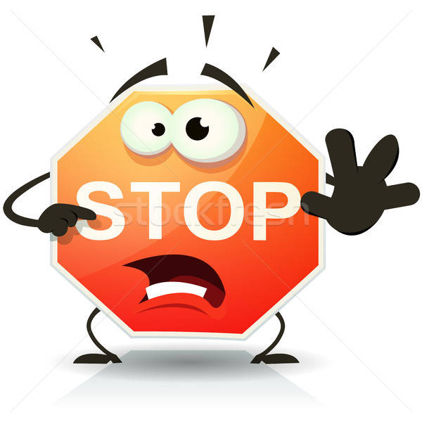 Stop Road Sign Icon Character Stock photo © benchart