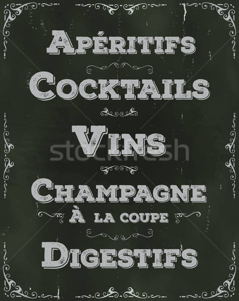 французский ресторан напиток иллюстрация рисованной плакат Сток-фото © benchart