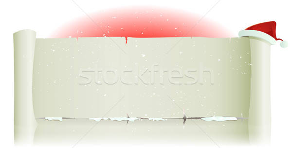 Santa Claus Hat On Merry Christmas Parchment Background Stock photo © benchart