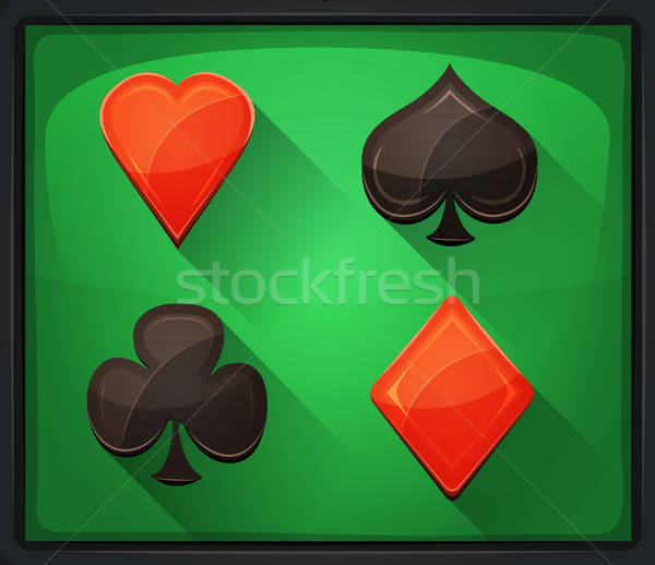 [[stock_photo]]: Casino · poker · icônes · vert · tapis · illustration