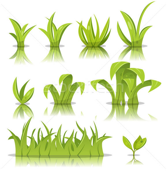 Leaves, Grass And Lawn Set Stock photo © benchart