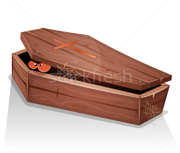 Eyes Of Vampire Inside Wood Coffin Stock photo © benchart