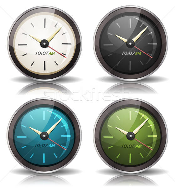 Foto stock: Ilustración · establecer · Cartoon · ver · reloj