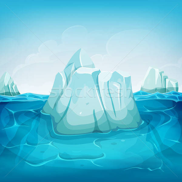 Aisberg ocean peisaj ilustrare desen animat Imagine de stoc © benchart