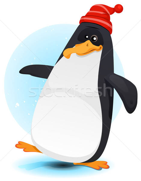 Boldog sétál Északi Sark pingvin illusztráció vicces Stock fotó © benchart