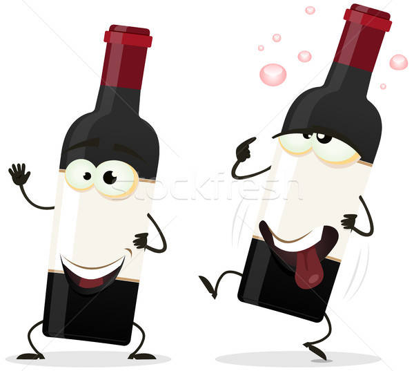 Happy And Drunk Red Wine Bottle Character Stock photo © benchart