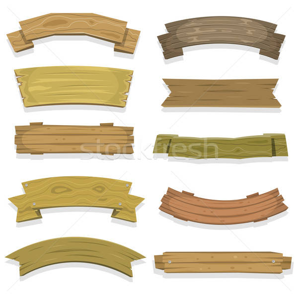 Cartoon Wood Banners And Ribbons Stock photo © benchart