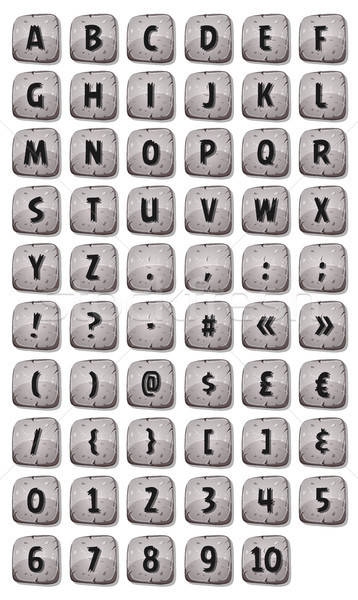 Alphabet Font Set On Rock Signs For Ui Game Stock photo © benchart