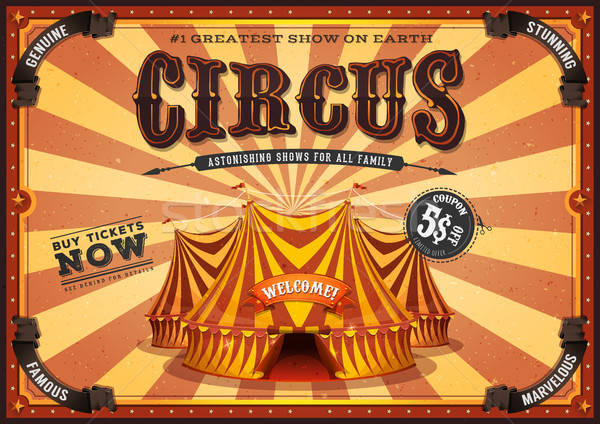 Vintage Geel circus poster groot top Stockfoto © benchart