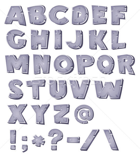 Karikatür taş alfabe örnek ayarlamak komik Stok fotoğraf © benchart