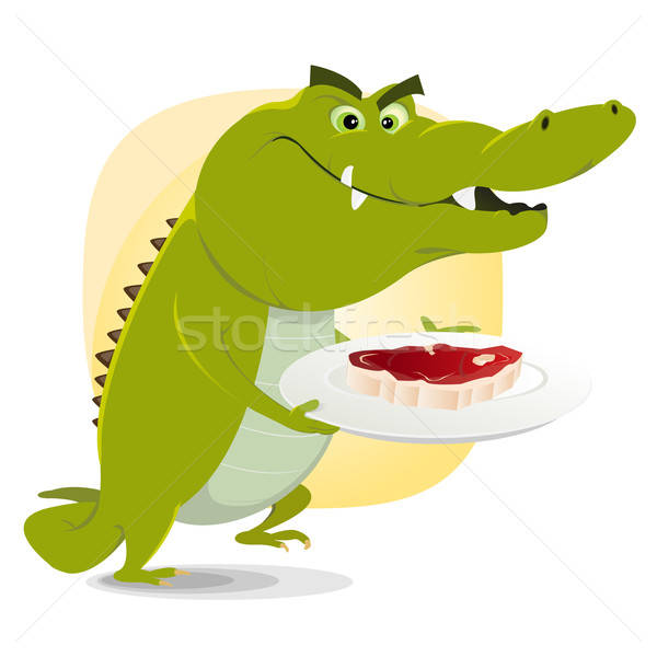 крокодила обед иллюстрация Cartoon есть большой Сток-фото © benchart